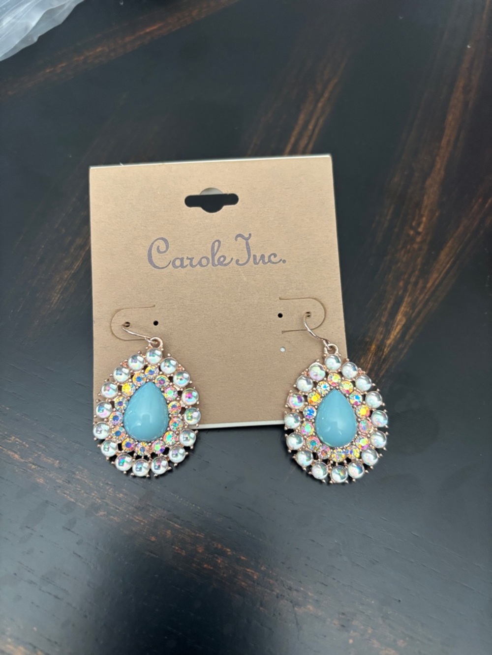Blue Teardrop Crystal Statement Earrings